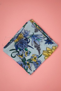 Unique Vintage - 70s Floral Hair Scarf in Blue and Yellow 4