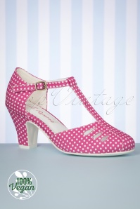Lola Ramona - 50s Ava Timeless T-Strap Pumps in Hot Pink 2