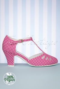 Lola Ramona - 50s Ava Timeless T-Strap Pumps in Hot Pink 4