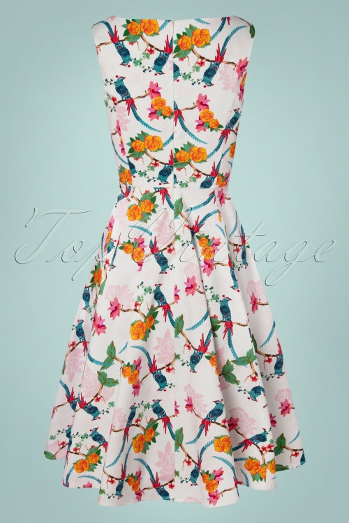 Topvintage Boutique Collection - TopVintage exclusive ~ Adriana Birds Swing Dress Années 50 en Blanc 5