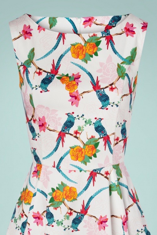 Topvintage Boutique Collection - TopVintage exclusive ~ Adriana Birds Swing Dress Années 50 en Blanc 4