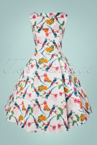 Topvintage Boutique Collection - TopVintage exclusive ~ 50s Adriana Birds Swing Dress in White 3