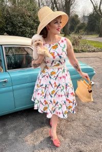 Topvintage Boutique Collection - TopVintage exclusive ~ 50s Adriana Birds Swing Dress in White