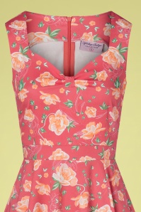 Topvintage Boutique Collection - TopVintage exclusive ~ Eliane Floral Swing Dress Années 50 en Corail 6