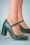 60s Penelope Leather Pumps in Turquoise and Beige