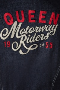 Queen Kerosin - Workwear Motorway Riders denim overgooier in donkerblauw 4