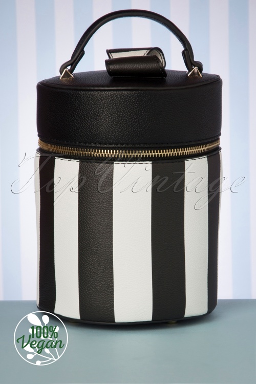 Lola Ramona - 50s Katie Bucket Handbag in Black and White 2