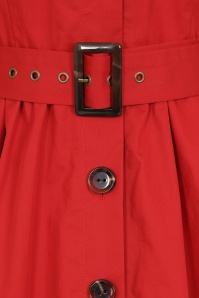 Collectif Clothing - Sarah Hooded Trench Coat Années 50 en Rouge 3