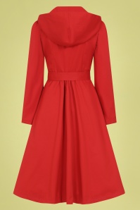 Collectif Clothing - Sarah trenchcoat met capuchon in rood 4