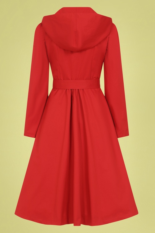 Collectif Clothing - 50s Sarah Hooded Trench Coat in Red 4