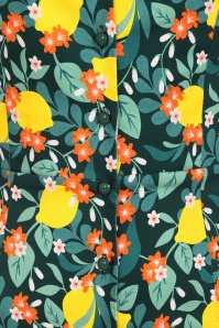 Collectif Clothing - Jenifer Lemon Bloom Pencil Dress Années 50 en Bleu Sarcelle 3