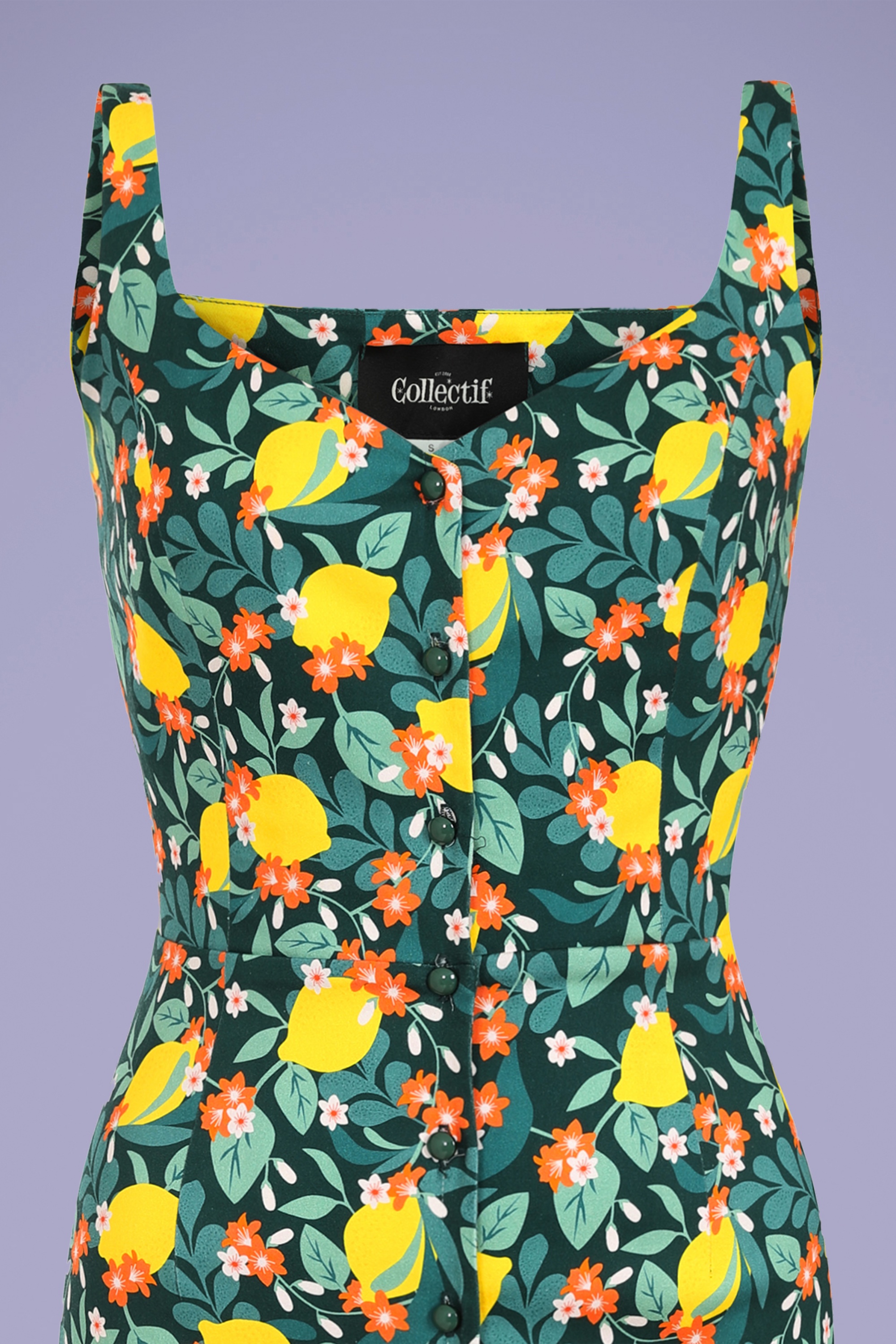 Collectif Clothing - Jenifer Lemon Bloom penciljurk in groenblauw 2