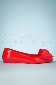 Petite Jolie - 60s Larissa Bow Flats in Fire Red 4