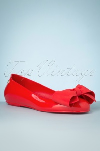 Petite Jolie - 60s Larissa Bow Flats in Fire Red 2