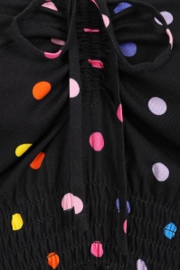 Collectif Clothing - 50s Stevie Rainbow Polka Dot Top in Black 3