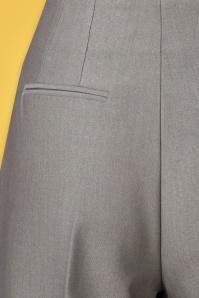 Glamour Bunny Business Babe - Diadora Wide Suit Trousers Années 50 en Gris Chaud Brillant 5