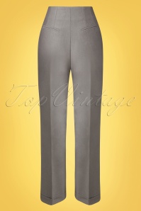 Glamour Bunny Business Babe - Diadora Weite Anzug Hose in glänzendem warmem Grau 4