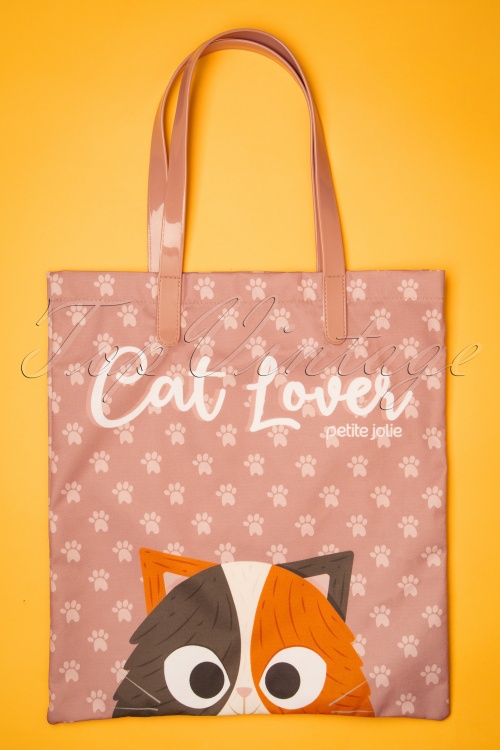 Petite Jolie - 60s Cat Lover Flip Flops and Bag Set in Powder Pink 3