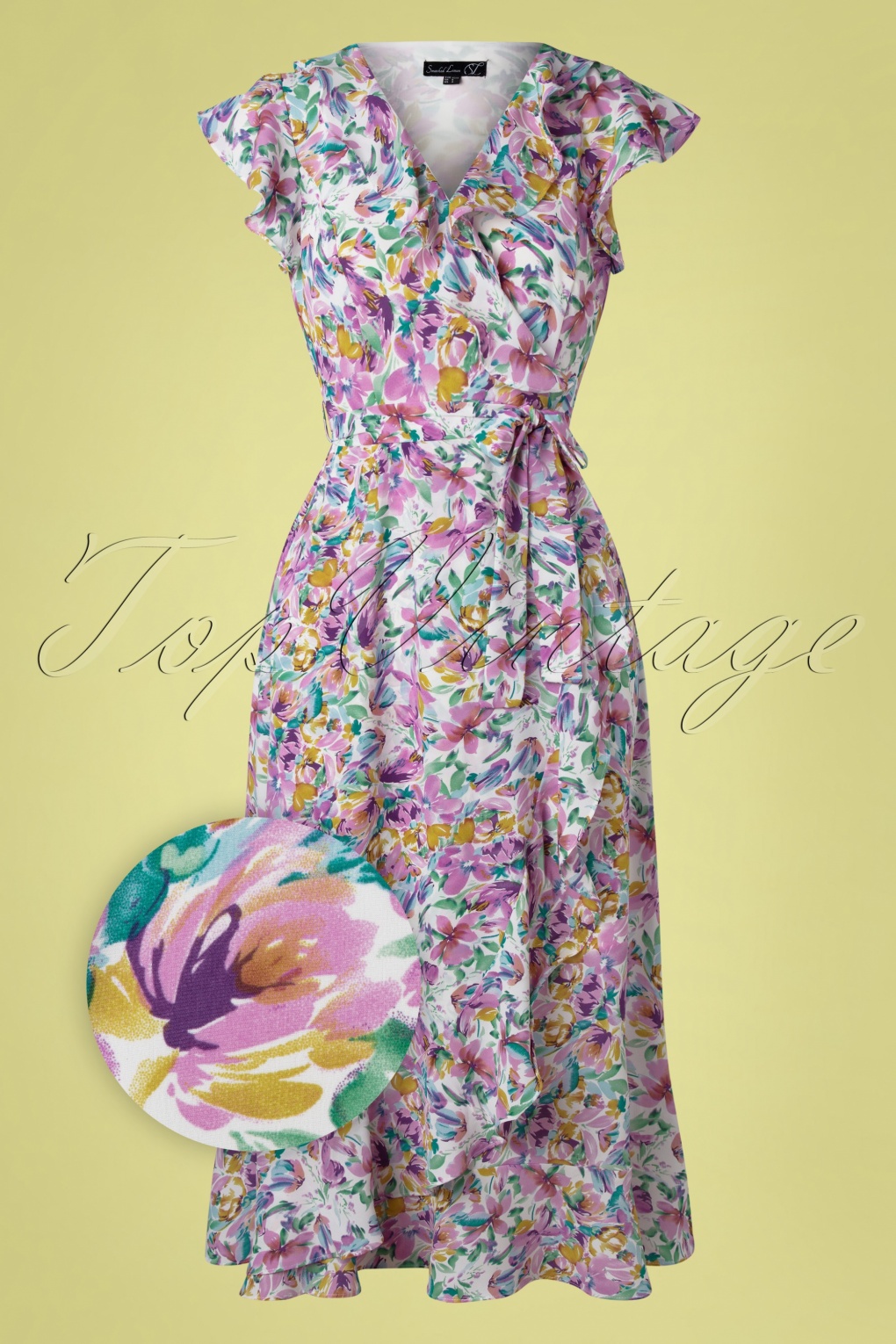 70s Venna Floral Maxi Dress in Multi