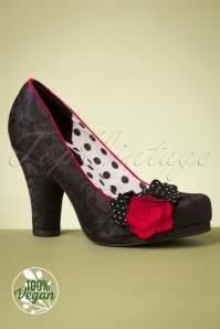 Ruby Shoo - 50s Eva Satin Pumps in Black and Red 2