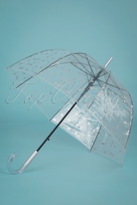 So Rainy - Pois Argentés transparante koepel paraplu in zilver