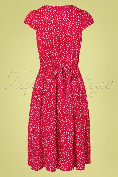 Louche - 40s Cathleen Spots Midi Tea Dress in Red 2