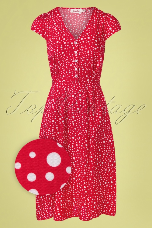 Louche - Cathleen Spots Midi Tea Dress Années 40 en Rouge