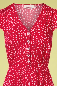 Louche - Cathleen Spots Midi Tea Dress Années 40 en Rouge 3