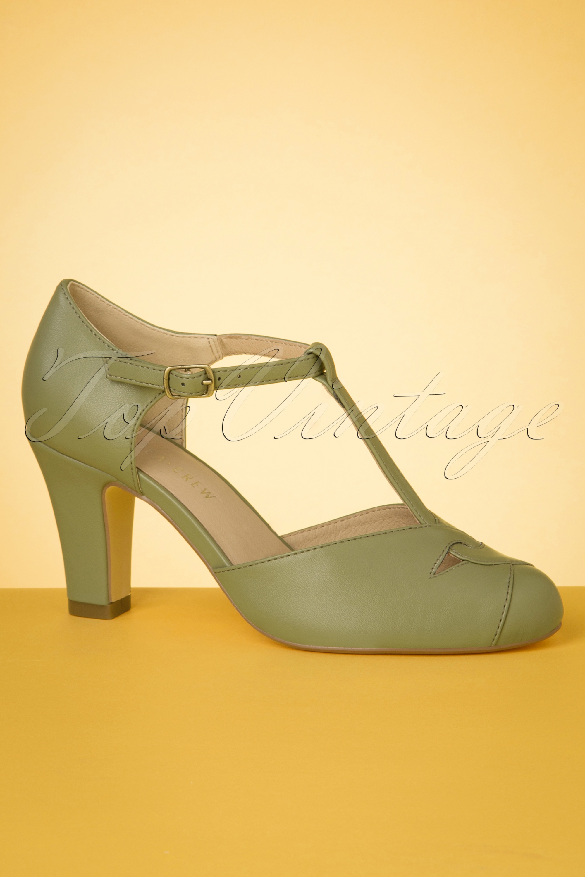 Chelsea Crew - Glinda T-Strap Pumps Années 50 en Sauge 2