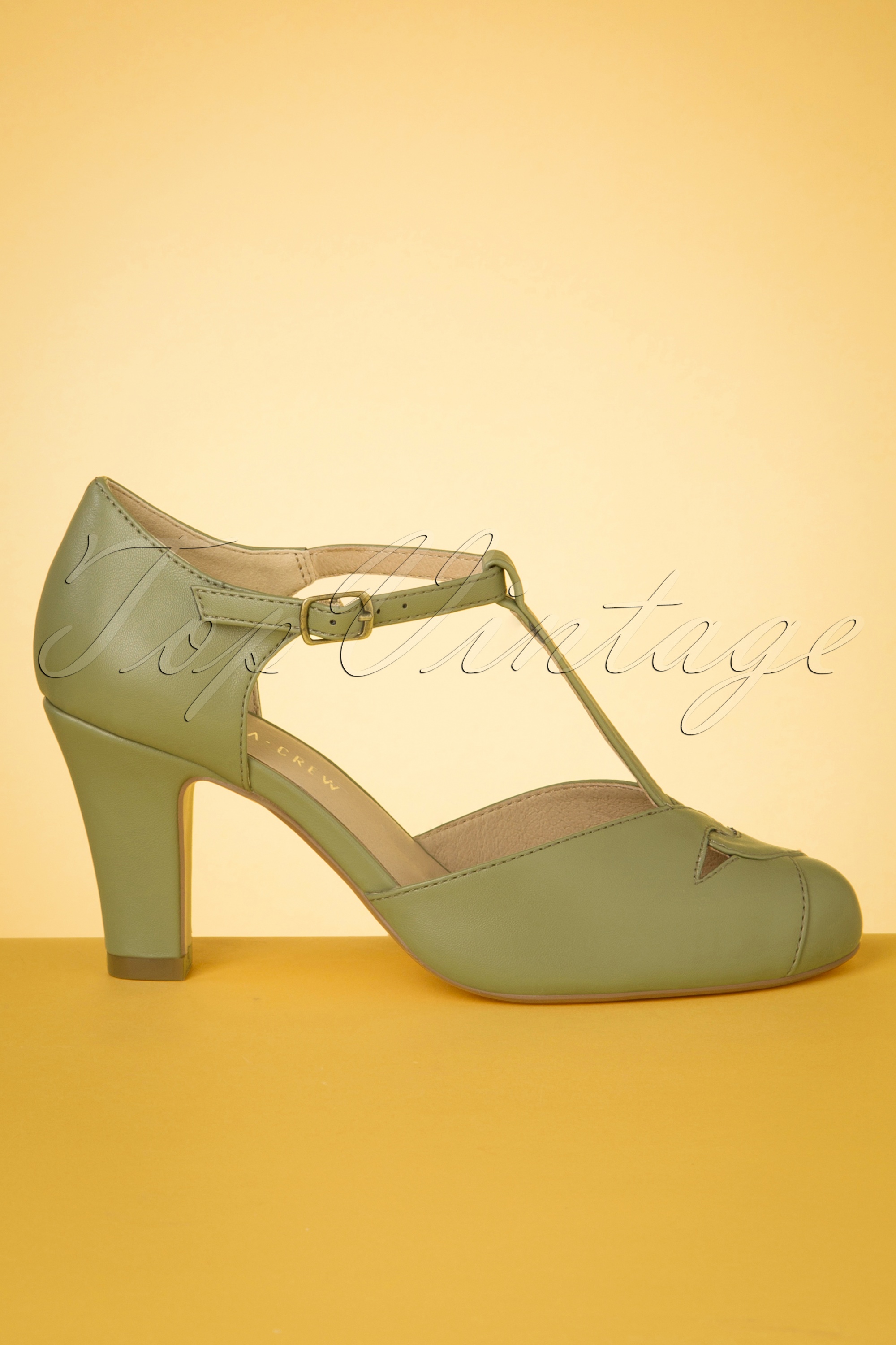 Chelsea Crew - Glinda T-Strap Pumps Années 50 en Sauge 4