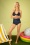 Culotte de Bikini Taille Haute à Pois Monroe Années 50 en Bleu Marine Foncé