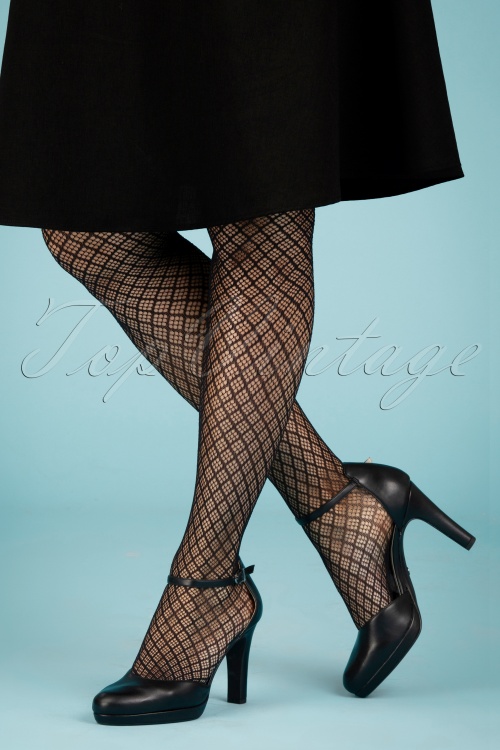 Peppery Panty - The Classic Open Patterned Tights in Black