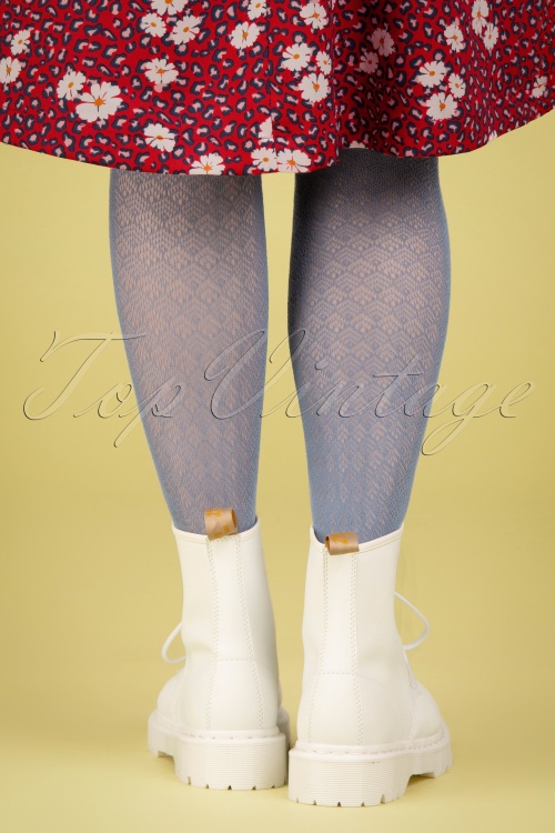 Peppery Panty - The Sea Shells Open Patterned Tights in Pacific Blue 3