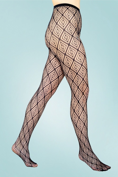 Peppery Panty - The Dynamic Open Patterned Tights en Noir 3