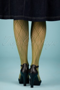 Peppery Panty - The Dynamic Open Patterned Tights in Natural Green 4