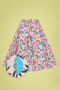 Collectif Clothing - 50s Laken Floral Whimsy Swing Skirt in Pink