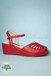 B.A.I.T. - 60s Kat Wedge Sandals in Red 2