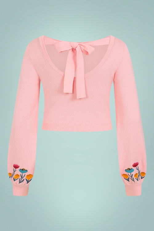 Collectif Clothing - Rosy trui met strik op de rug in roze 2