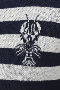Collectif Clothing - Chrissie Lobster Stripe Knitted Top Années 50 en Bleu Marine et Crème 3