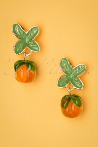 Collectif Clothing - Tisha Berries Earrings Années 60 en Orange et Vert