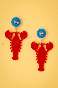 Collectif Clothing - Lobster Ryan Earrings Années 60 en Rouge 2