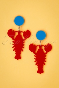 Collectif Clothing - Lobster Ryan Earrings Années 60 en Rouge