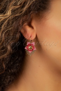 Urban Hippies - 70s Raio Flower Earrings in Gold and Red