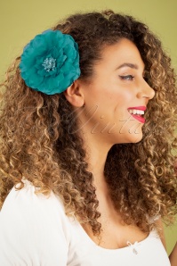 Urban Hippies - 70s Big Flower Corsage in Turquoise