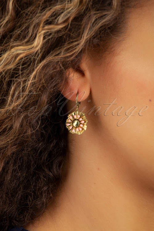 Urban Hippies - 70s Vadella Earrings in Gold and Pink 4