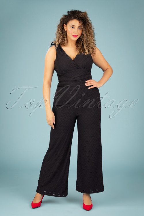 Vintage Chic for Topvintage - 70s Casey Broderie Jumpsuit in Black