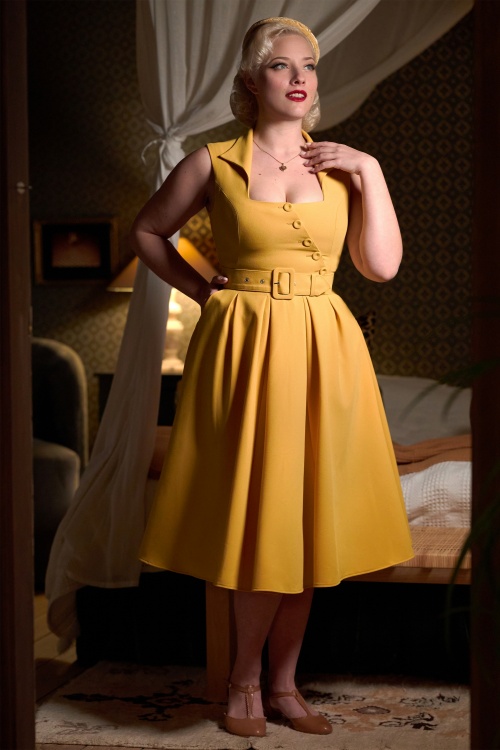 Miss Candyfloss - 50s Selena Summer Swing Dress in Sun Yellow