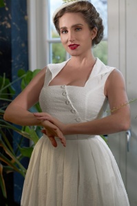 Miss Candyfloss - 50s Serena May Summer Swing Dress in Calcite Cream 2