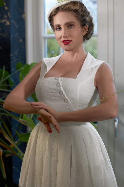 Miss Candyfloss - 50s Serena May Summer Swing Dress in Calcite Cream 2