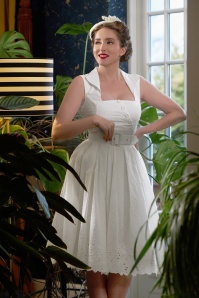 Miss Candyfloss - 50s Serena May Summer Swing Dress in Calcite Cream 3